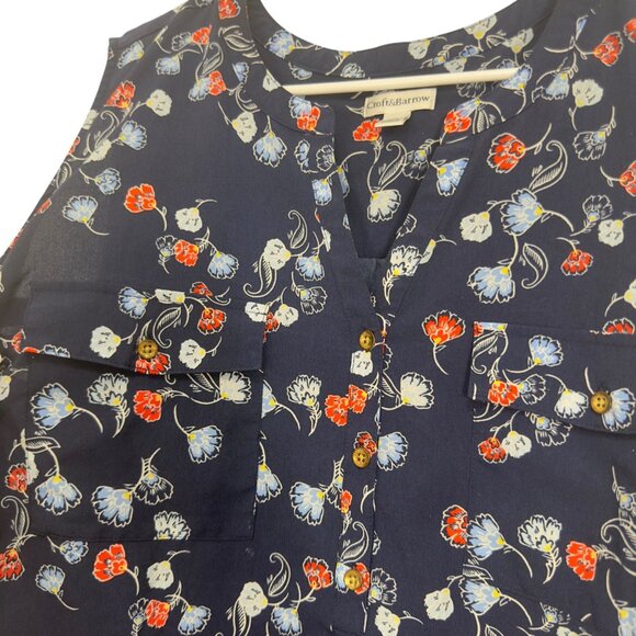 Croft & Barrow Womens 2X Sleeveless Floral Tunic Top Polyester Navy Red Blue - Picture 12 of 13
